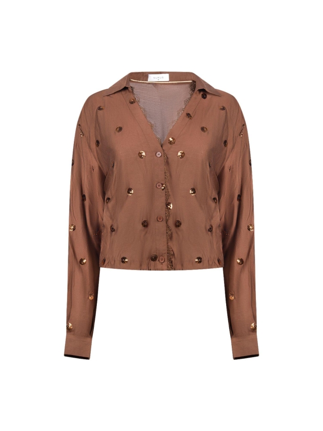 NUKUS Anika Blouse Paillet 385 espresso