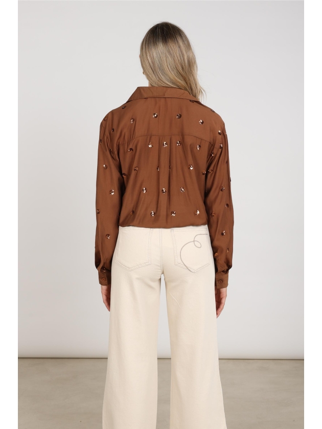 NUKUS Anika Blouse Paillet 385 espresso