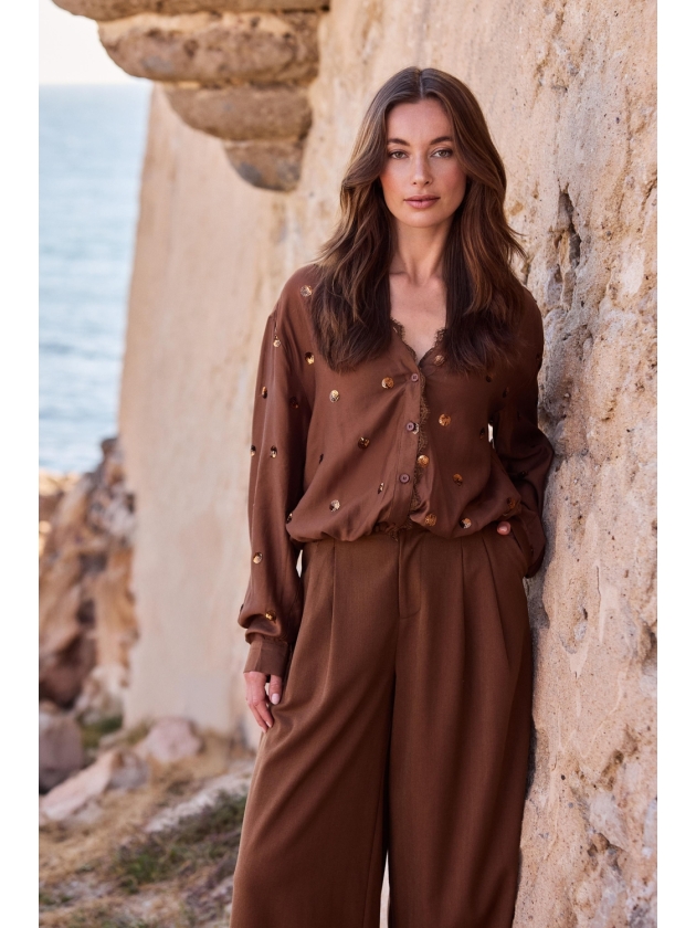 NUKUS Anika Blouse Paillet 385 espresso
