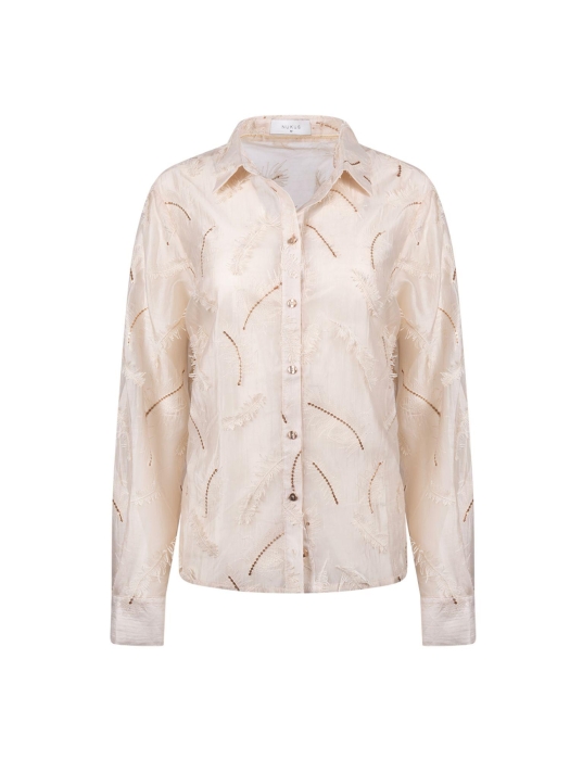 NUKUS Aysha Blouse Feathers 9 sand