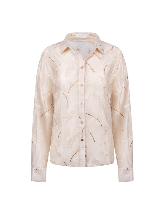 NUKUS Aysha Blouse Feathers 9 sand