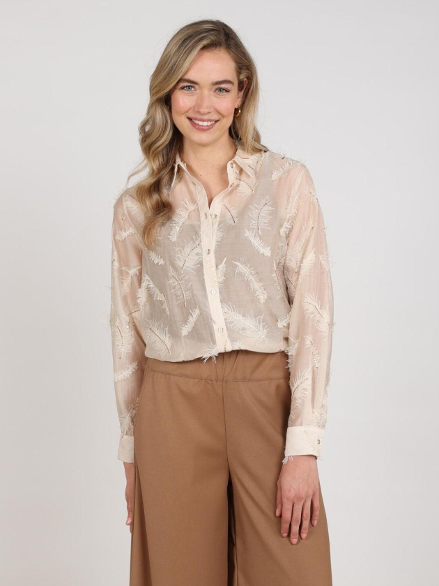 NUKUS Aysha Blouse Feathers 9 sand