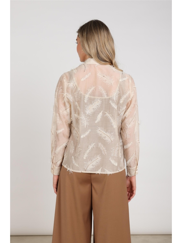 NUKUS Aysha Blouse Feathers 9 sand