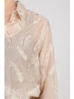NUKUS Aysha Blouse Feathers 9 sand