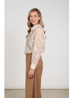 NUKUS Aysha Blouse Feathers 9 sand