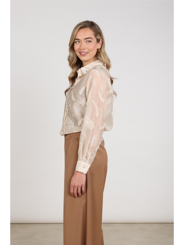 NUKUS Aysha Blouse Feathers 9 sand