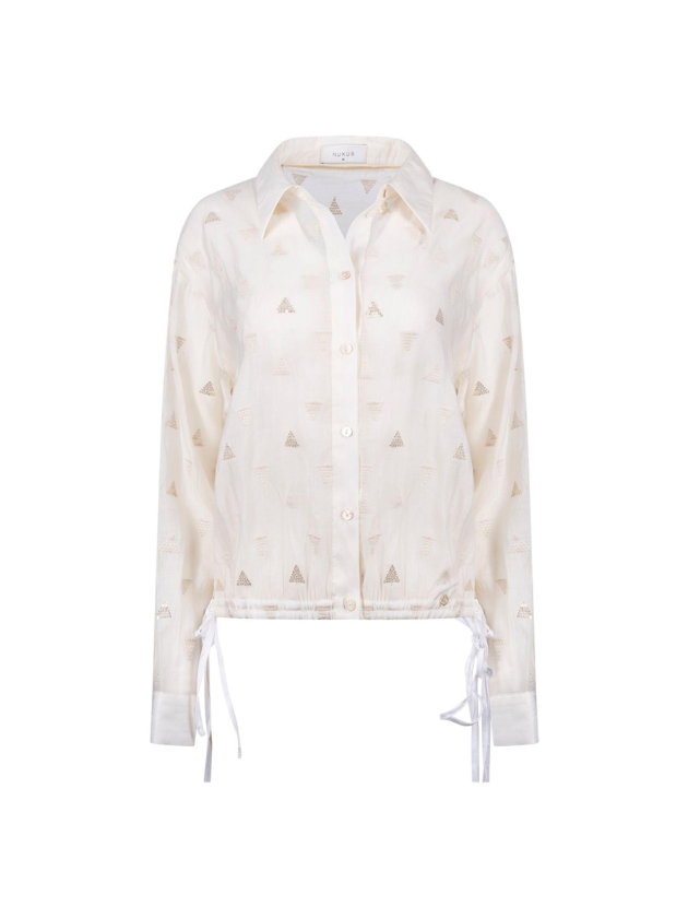 NUKUS Ally Blouse Square Embroidery 17 off white