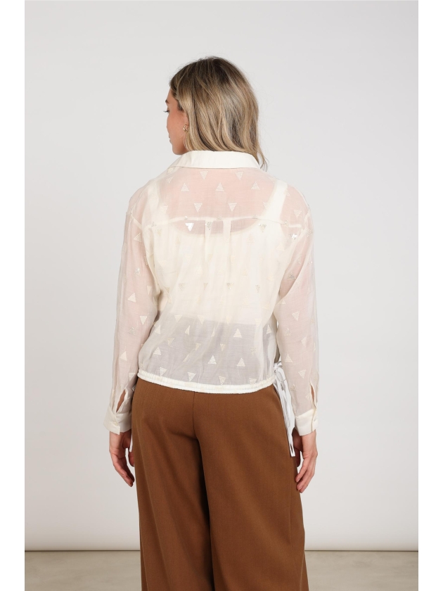 NUKUS Ally Blouse Square Embroidery 17 off white