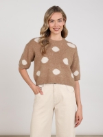 NUKUS Lara Pullover Dots 60 taupe