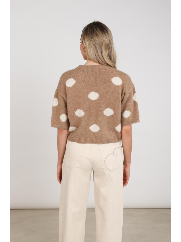 NUKUS Lara Pullover Dots 60 taupe