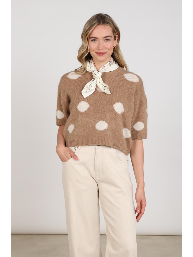 NUKUS Lara Pullover Dots 60 taupe