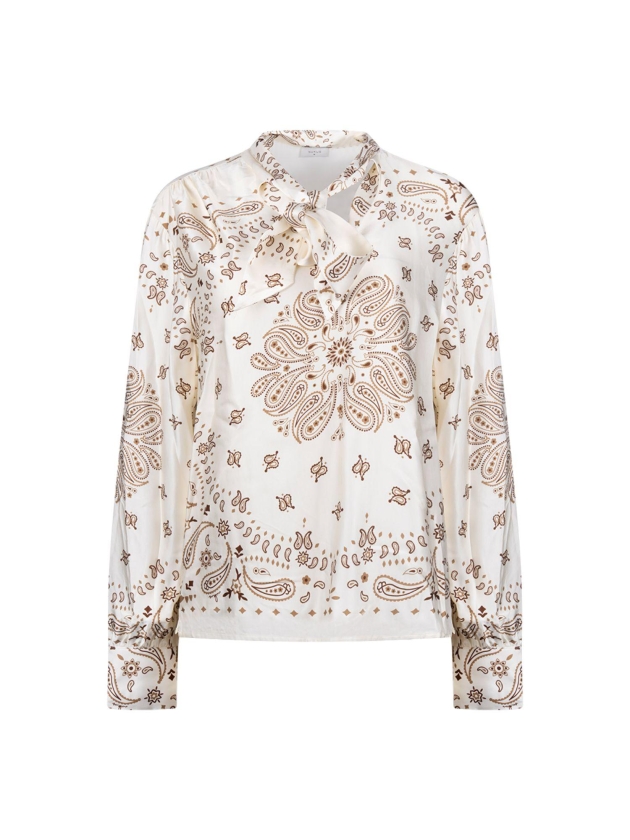 NUKUS Angie Blouse Tie Paisley 318 offwhite/toffee