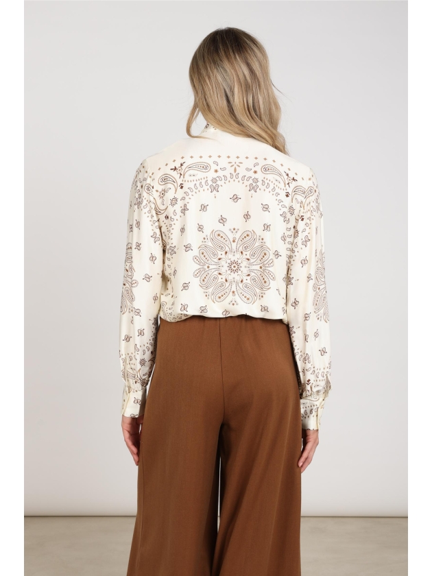 NUKUS Angie Blouse Tie Paisley 318 offwhite/toffee