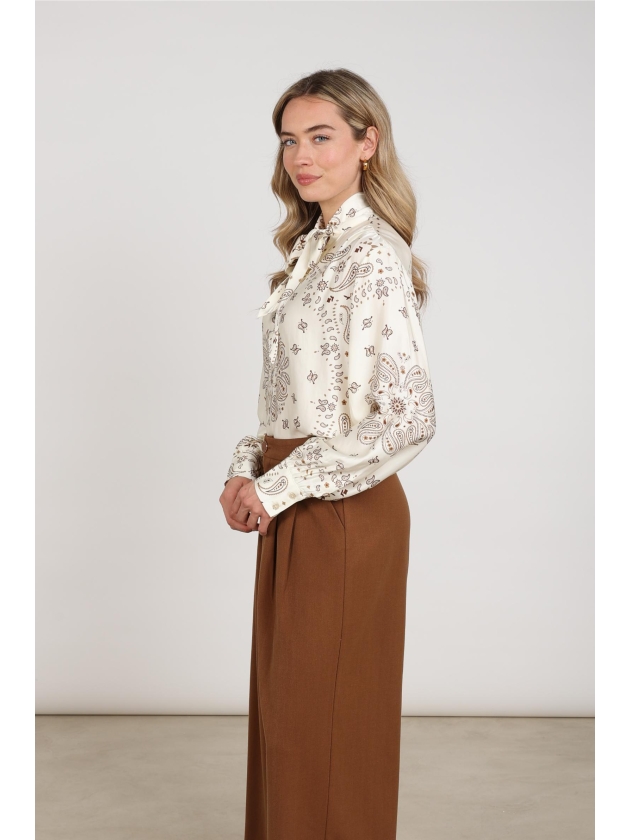 NUKUS Angie Blouse Tie Paisley 318 offwhite/toffee