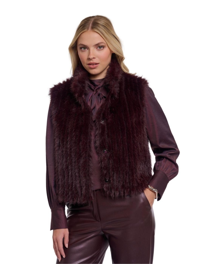Rino en Pelle Waistcoat with closure 10873 chocolate bean