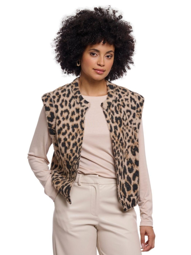 Rino en Pelle Short waistcoat 10307 light leopard