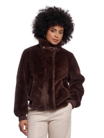 Rino en Pelle Short faux fur jacket 11099 coffee roast