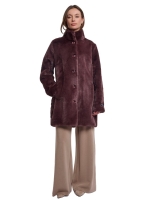 Rino en Pelle Single breasted faux fur coat 10873 chocolate bean