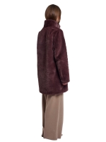 Rino en Pelle Single breasted faux fur coat 10873 chocolate bean