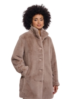Rino en Pelle Single breasted faux fur coat 11100 mocha latte