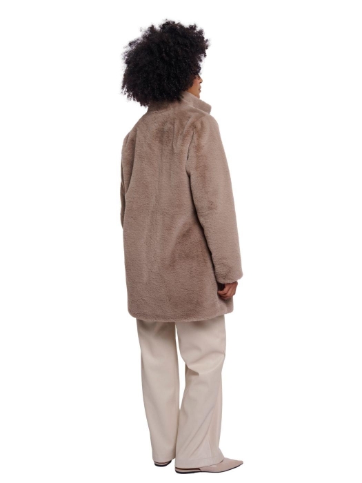 Rino en Pelle Single breasted faux fur coat 11100 mocha latte