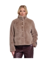 Rino en Pelle Single breasted faux fur jacket 11100 mocha latte