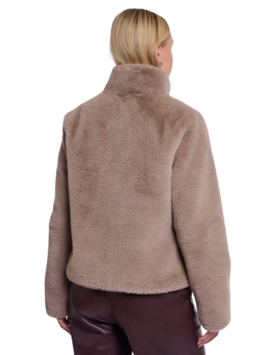 Rino en Pelle Single breasted faux fur jacket 11100 mocha latte