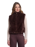 Rino en Pelle Short faux fur waistcoat 11099 coffee roast