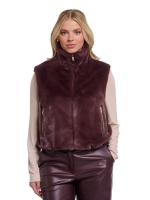 Rino en Pelle Short faux fur waistcoat 10873 chocolate bean