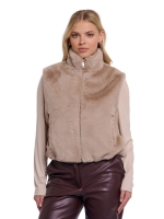 Rino en Pelle Short faux fur waistcoat 10866 oat