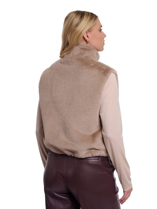 Rino en Pelle Short faux fur waistcoat 10866 oat