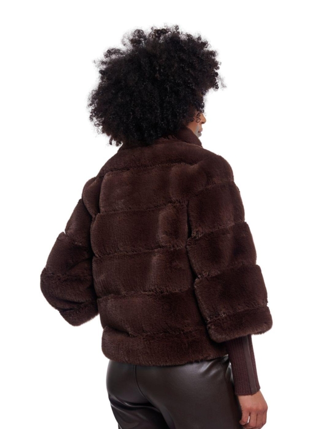 Rino en Pelle Jacket with rib cuffs 11099 coffee roast