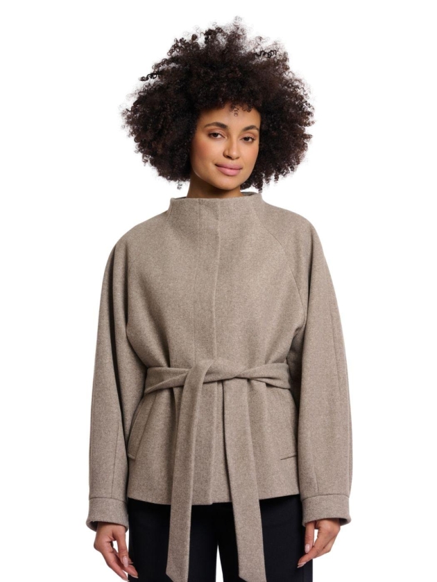 Rino en Pelle Short coat with collar 10904 toffee melange