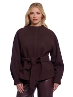 Rino en Pelle Short coat with collar 10873 chocolate bean