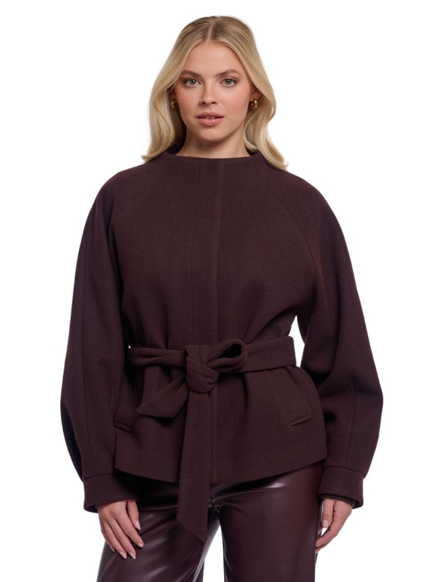 Rino en Pelle Short coat with collar 10873 chocolate bean