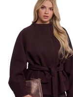 Rino en Pelle Short coat with collar 10873 chocolate bean