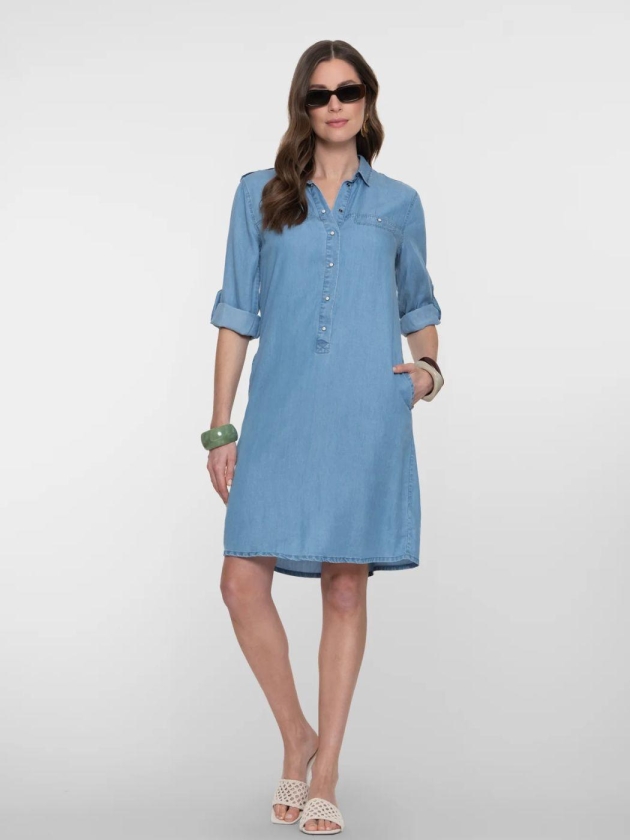 Geisha Dress short sleeves tencel 0063 Mid Blue