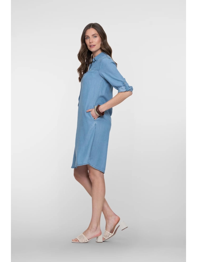 Geisha Dress short sleeves tencel 0063 Mid Blue