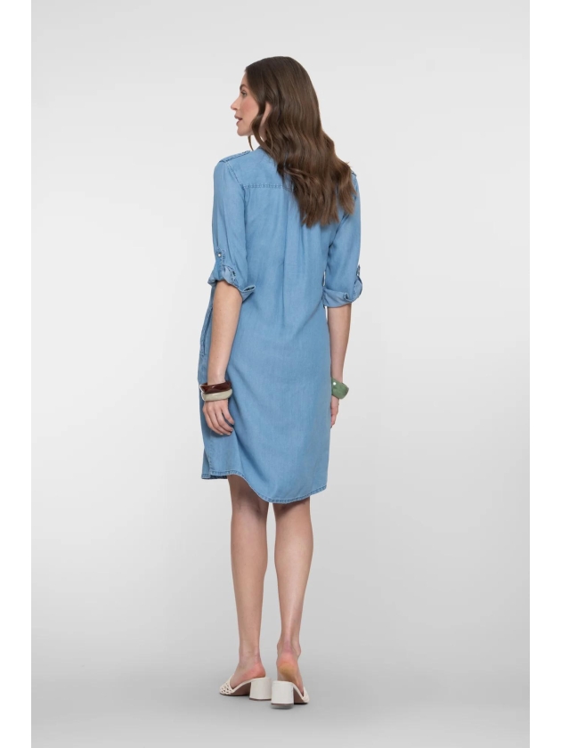 Geisha Dress short sleeves tencel 0063 Mid Blue