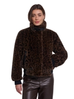 Rino en Pelle Short faux fur jacket 10117 brown leopard