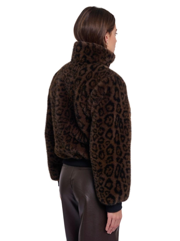 Rino en Pelle Short faux fur jacket 10117 brown leopard