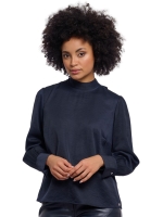 Rino en Pelle Blouse with bow tie neck 10175 dark navy
