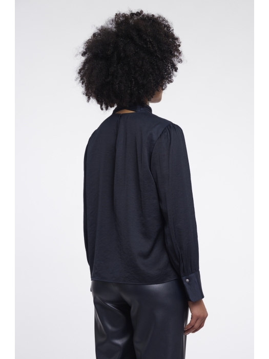 Rino en Pelle Blouse with bow tie neck 10175 dark navy