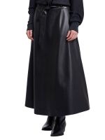 Rino en Pelle Faux leather skirt with belt 10175 dark navy