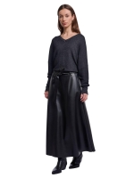 Rino en Pelle Faux leather skirt with belt 10175 dark navy