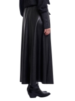 Rino en Pelle Faux leather skirt with belt 10175 dark navy