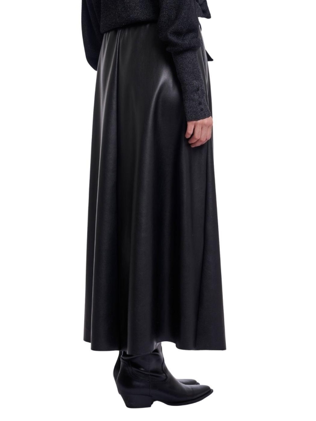 Rino en Pelle Faux leather skirt with belt 10175 dark navy