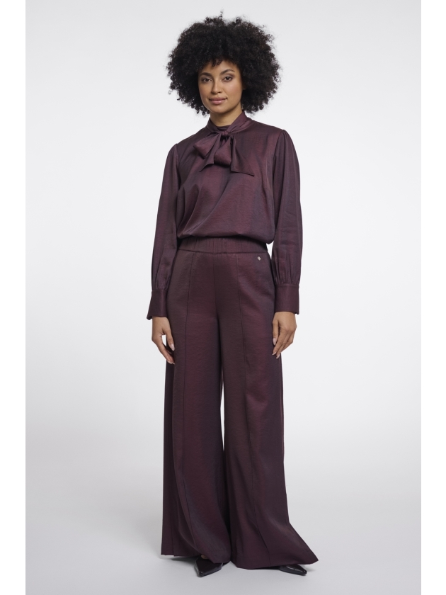 Rino en Pelle Regular length wide leg pants 11122 fudge cloak