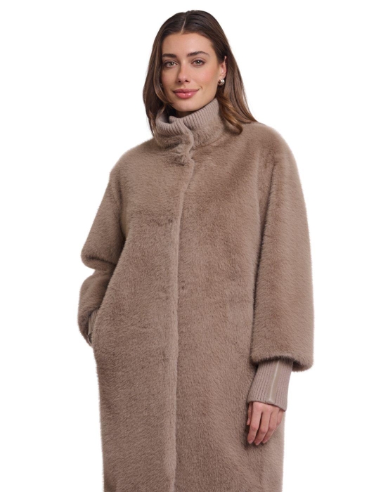 Rino en Pelle Medium length jacket with rib cuffs 11100 mocha latte