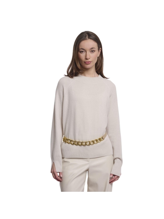 Rino en Pelle Belt with metal chain 60 beige